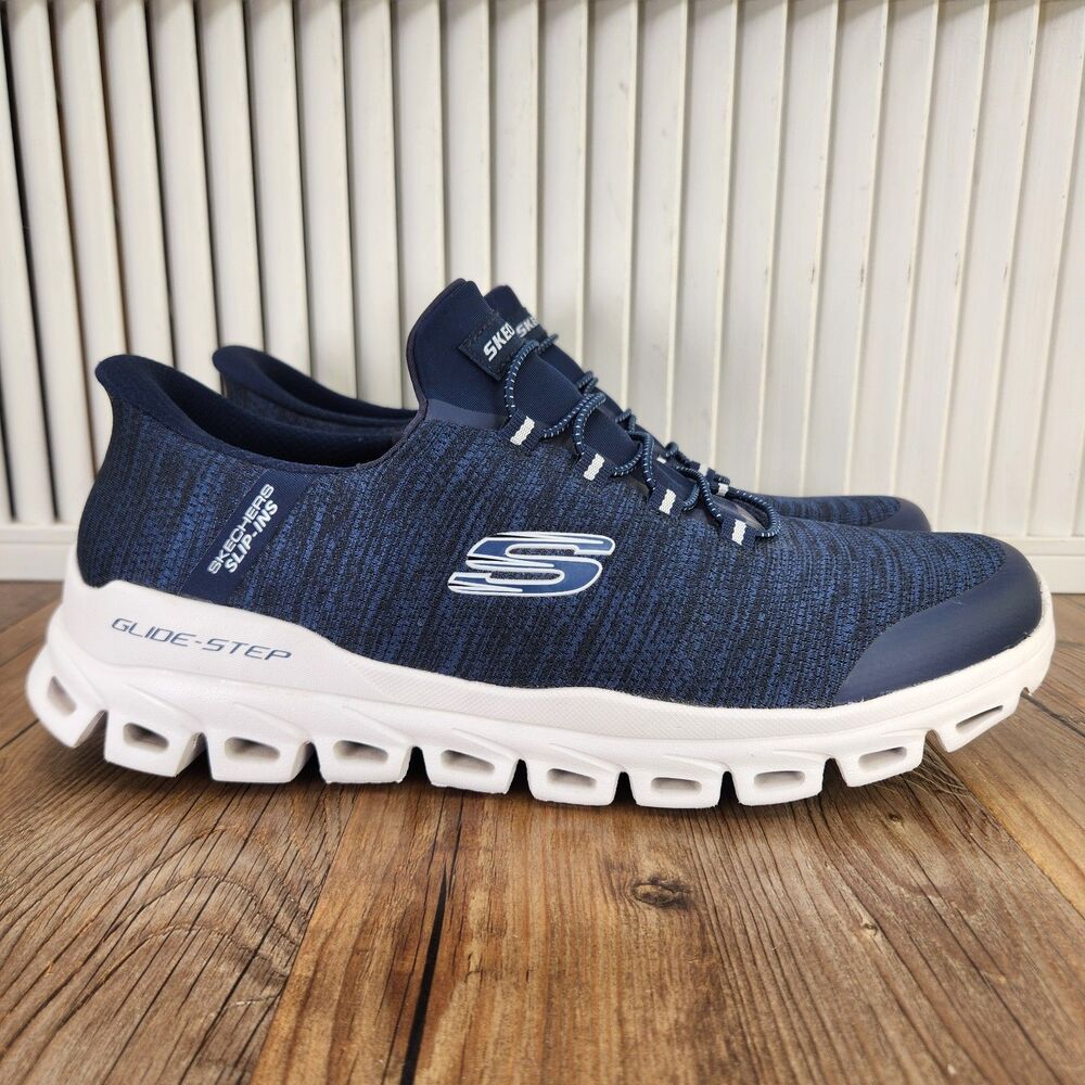 Skechers Slip-Ins Glide-Step Zefyr Walking Shoes Mens Sz 11 Wide Navy Hands Free